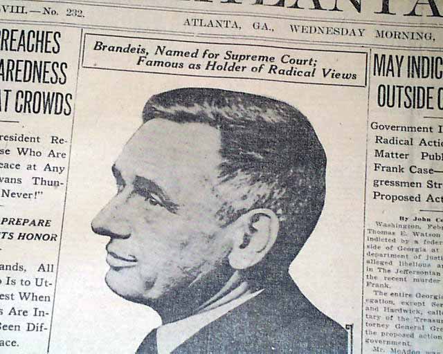 1st Jewish Supreme Court Justice, Louis D. Brandeis... - RareNewspapers.com