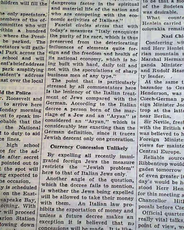 ITALIAN RACIAL LAWS Anti-Jewish Jews Expelled from Fascist Italy 1938 ...