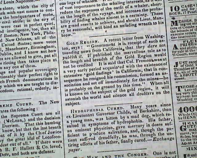 California Gold Rush Fever 49ers Miners Mining Discoveries 1848 Old Newspaper Ebay