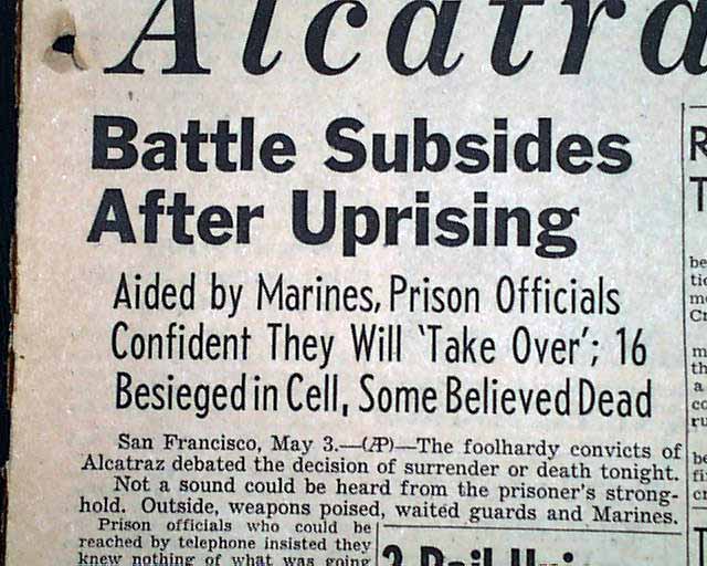 Alcatraz Island Prison riot... - RareNewspapers.com