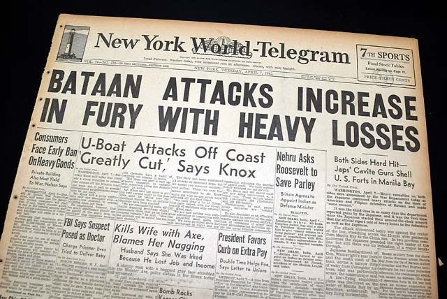 1942 Battle of Bataan ending w/ fall....