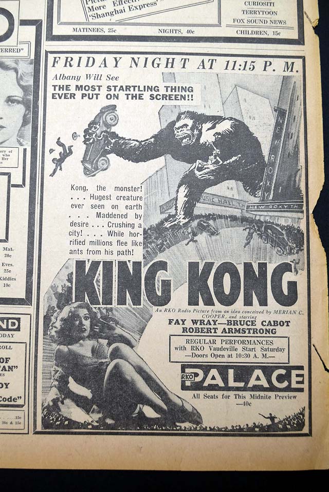 Early 1933 King Kong advertisement...