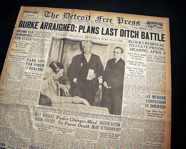 Fred "Killer" Burke arraignment in Michigan...