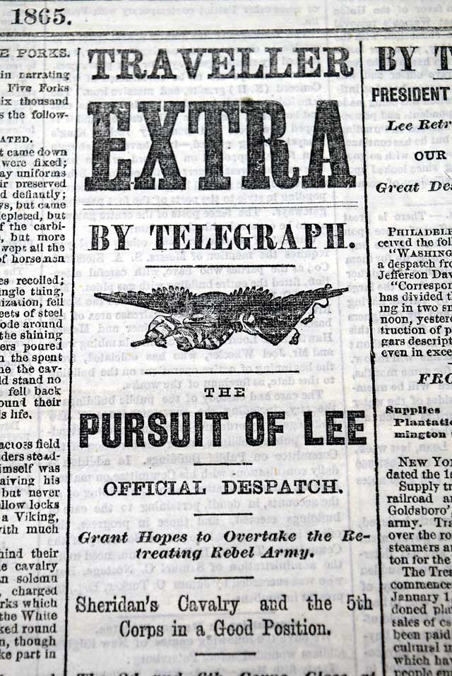 Grant is pursuing the fleeing Robert E. Lee...   War's end is imminent...
