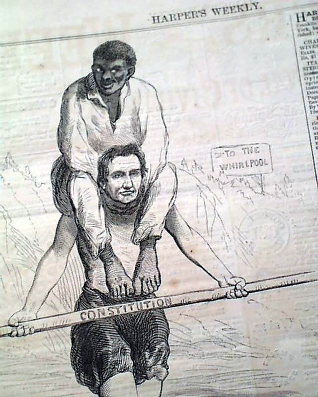 Notable Abraham Lincoln political cartoon, with racial overtones... -  