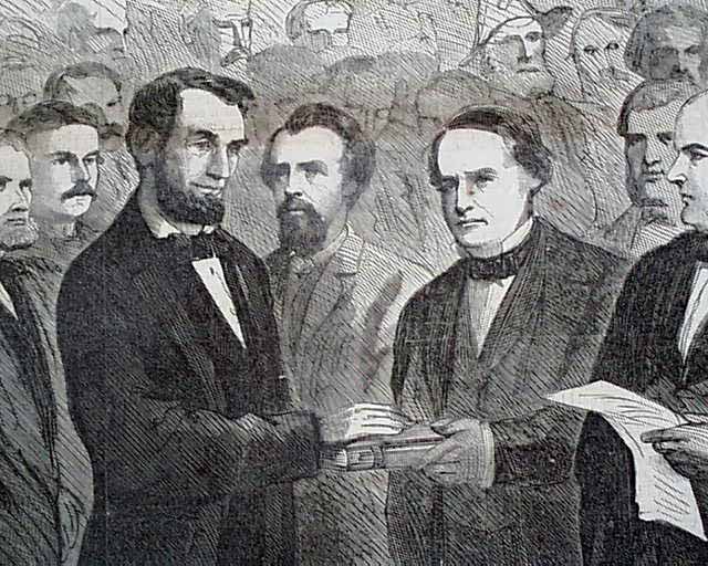 Lincoln is inaugurated... Graphic print on the front page...