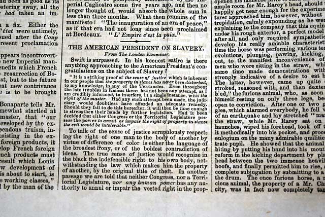 Buchanan's views on slavery...   Those opposed to slavery banished from Kentucky...