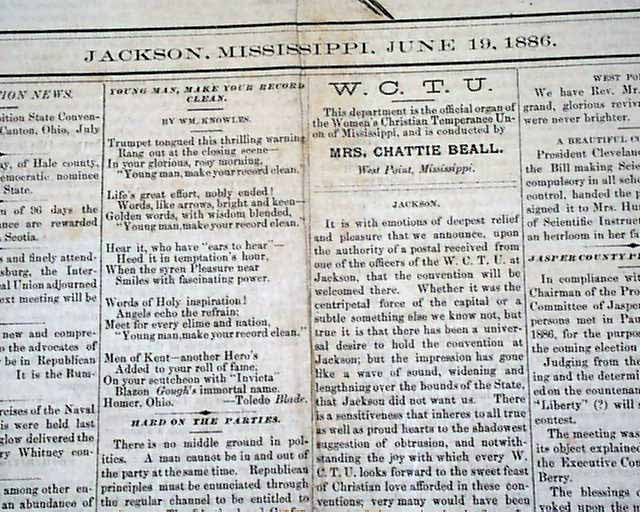 Temperancethemed newspaper from the South...