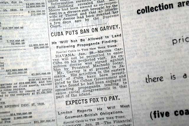 Marcus Garvey banned from Cuba in 1930...