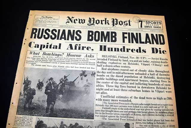 Winter War begins in 1939... Soviets invade Finland...