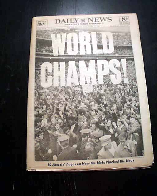 Daily News New York Mets 1969 World Series Headline