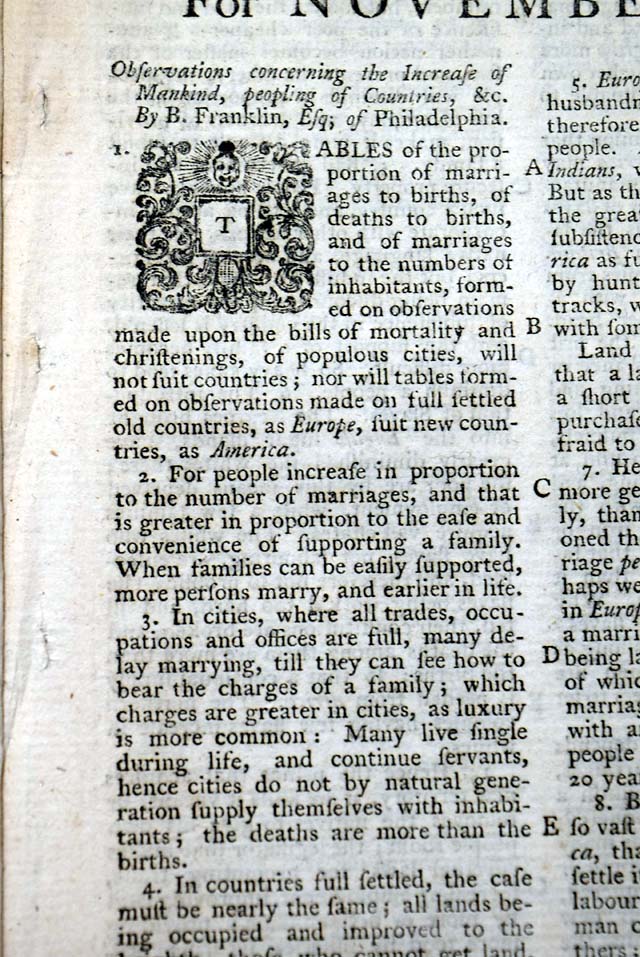 Print of Crown Point and Cape of Good Hope...  Article by Ben Franklin...
