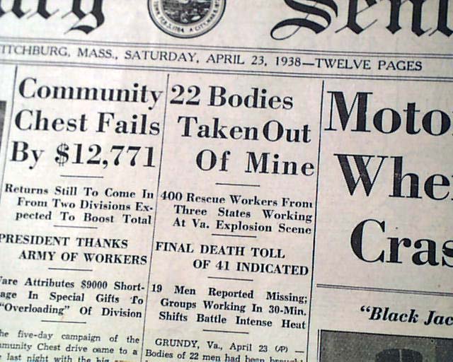 1938 Grundy, Virginia coal mine explosion.....