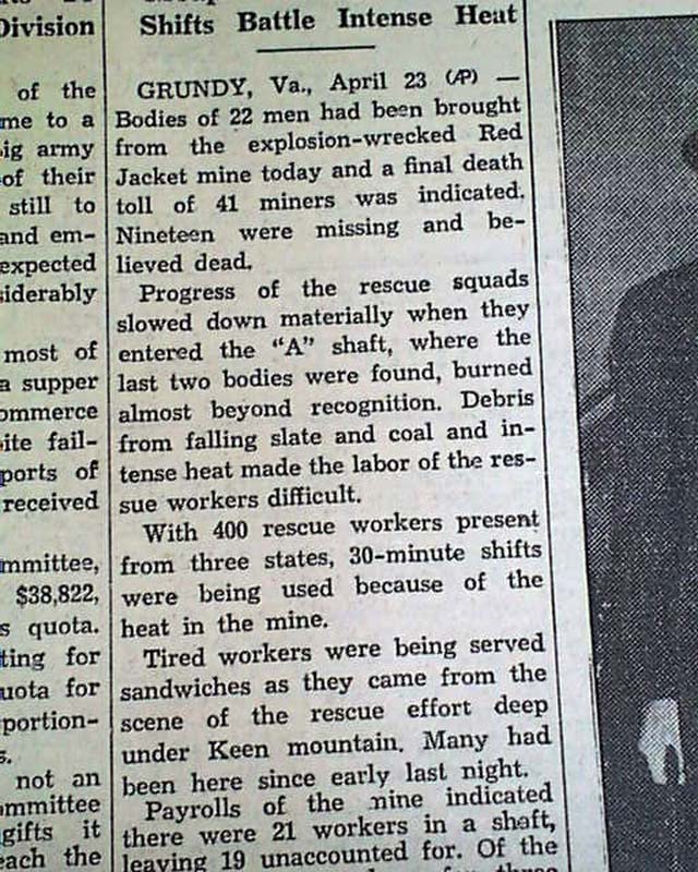 1938 Grundy, Virginia coal mine explosion.....