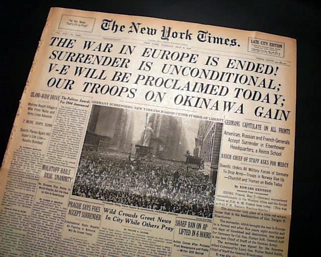 Iconic pair on the end of World War II: the New York Times...