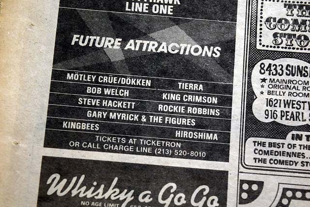 1981 Heavy Metal Band "Motley Crue" advertisement...