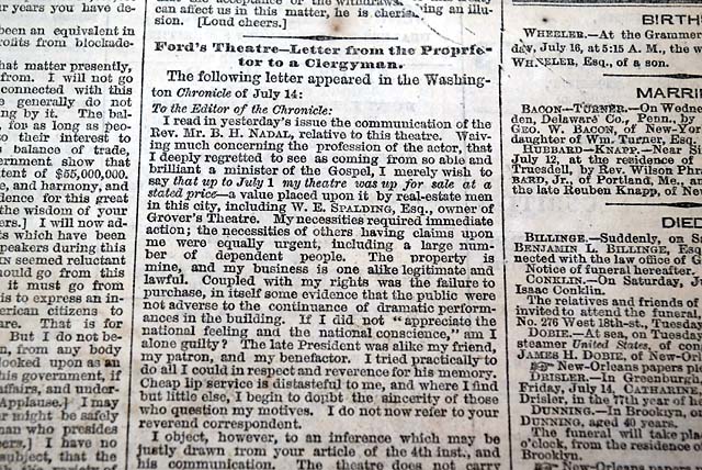 On Ford's Theater after Lincoln's assassination...