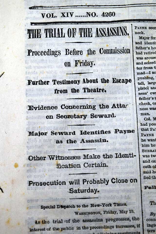 Terrific coverage of the trial of the assassins...   Jeff Davis' flight...