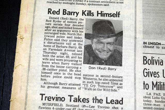 1980 Red Barry suicide death...