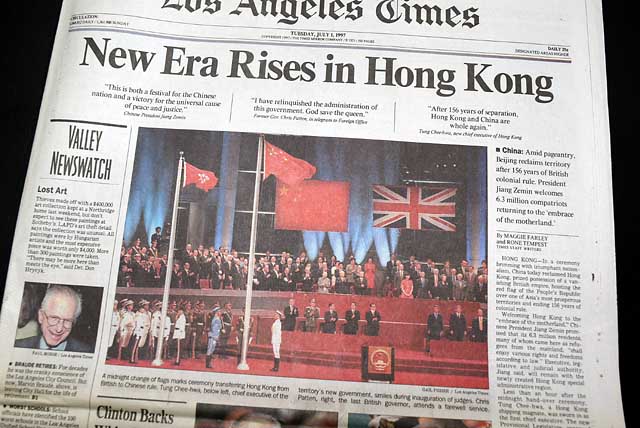 End of British rule in 1997 Hong Kong, China...