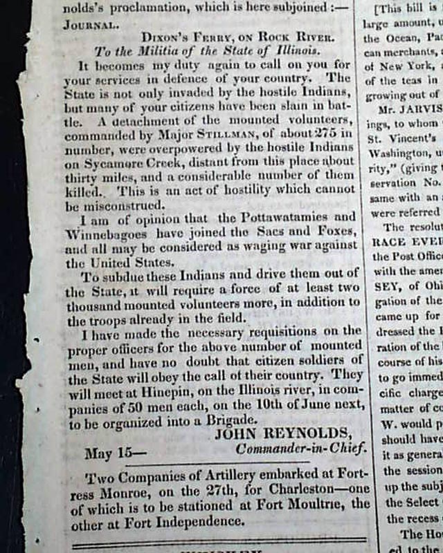 Early report from the Black Hawk War,...