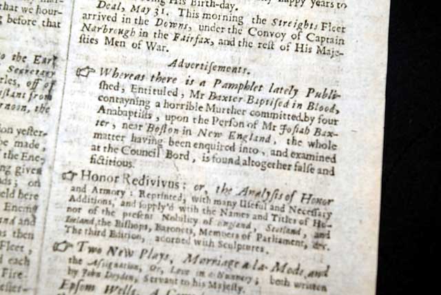 Earliest ad for a publication on an American crime?
