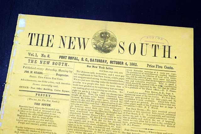 Rare Union occupation newspaper with the Emancipation Proclamation, printed on orange newsprint...
