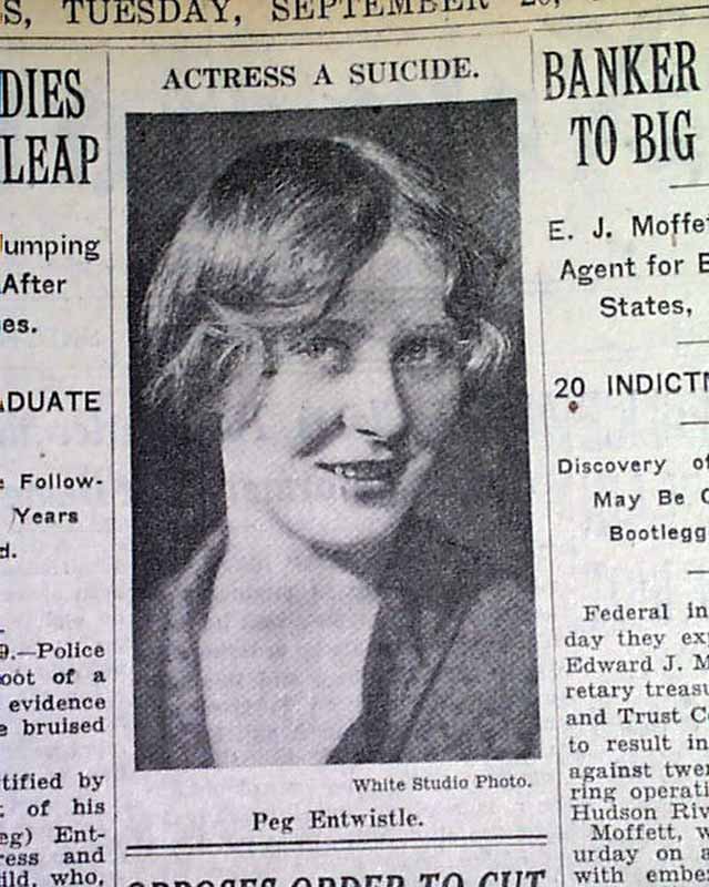 1932 Peg Entwistle Hollywood sign suicide.... - RareNewspapers.com