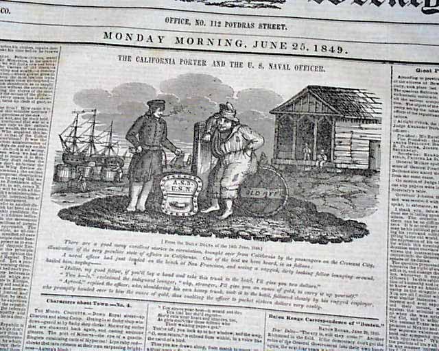 Rare Early California Gold Rush Related Print 49ers 1849 New Orleans Newspaper Ebay