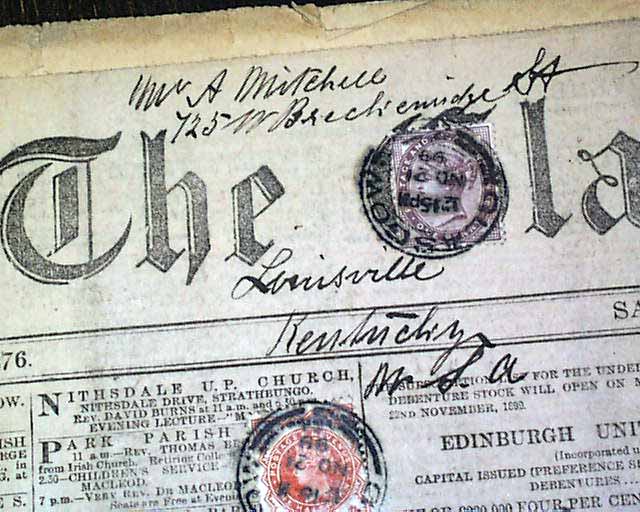 With two stamps, mailed to Louisville, Kentucky...