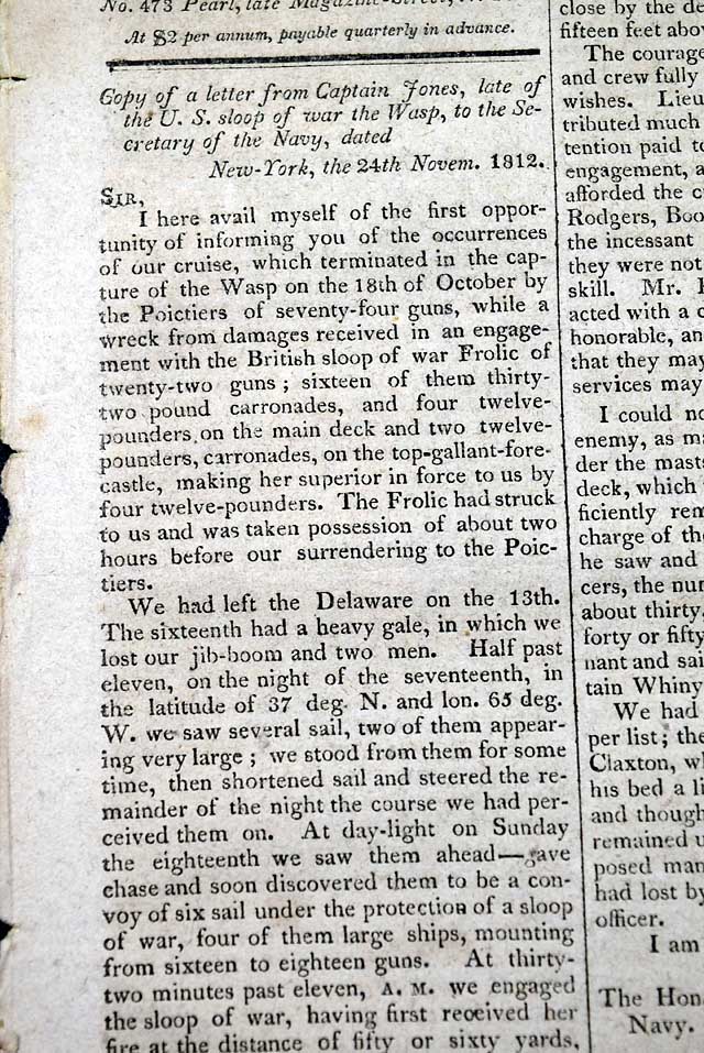 The Wasp vs. Frolic, and United States vs. Macedonian...