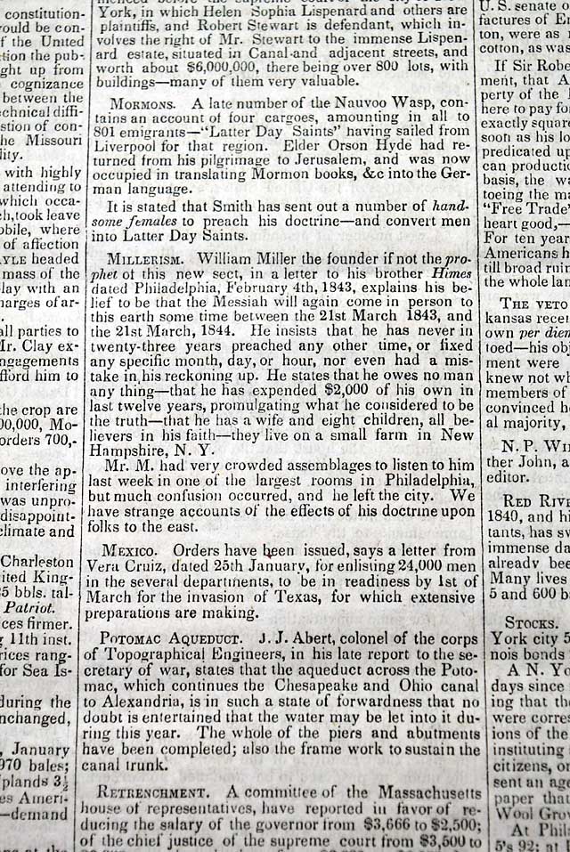 Mormonism...   Millerism...