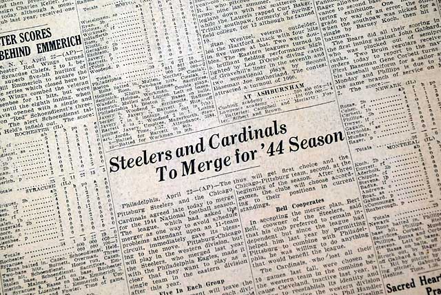 1944 Steelers & Cardinals merge in the NFL....