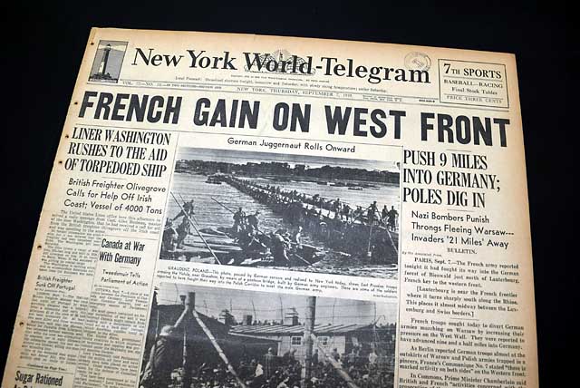 World War II breaks out in Europe in 1939...