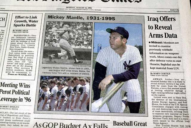 Yankees icon Mickey Mantle death in 1995...