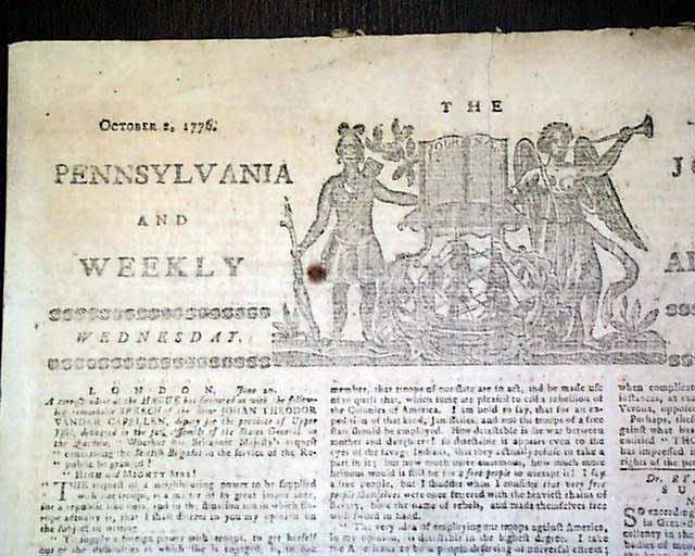 From Philadelphia in 1776 with a great masthead...
