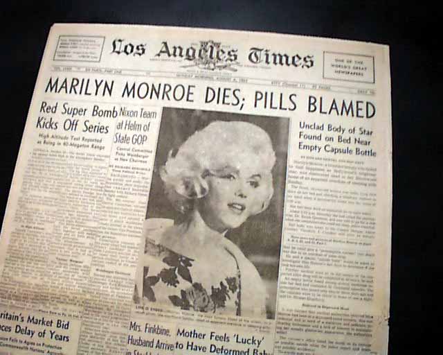 From the Archives: Marilyn Monroe Dies; Pills Blamed - Los Angeles Times