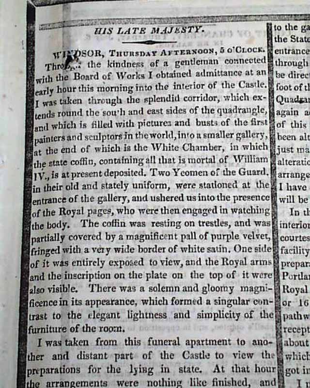 On the funeral of King William IV of England...