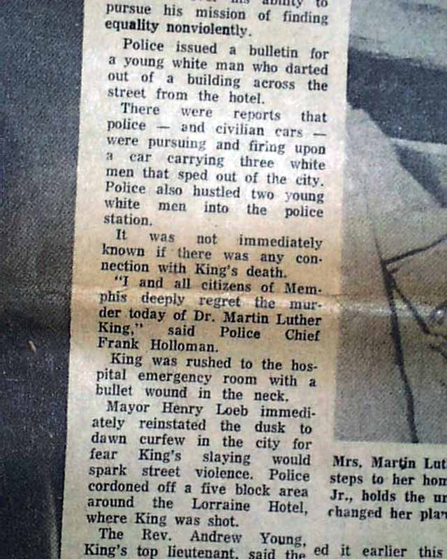 Death of Martin Luther King in an African-American newspaper