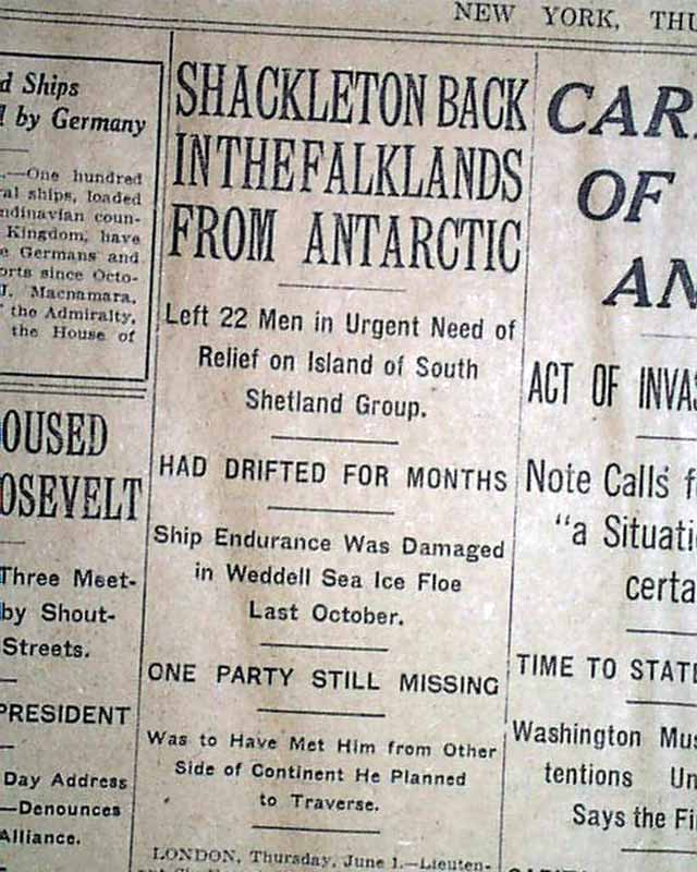Ernest Shackleton back from Antarctic...