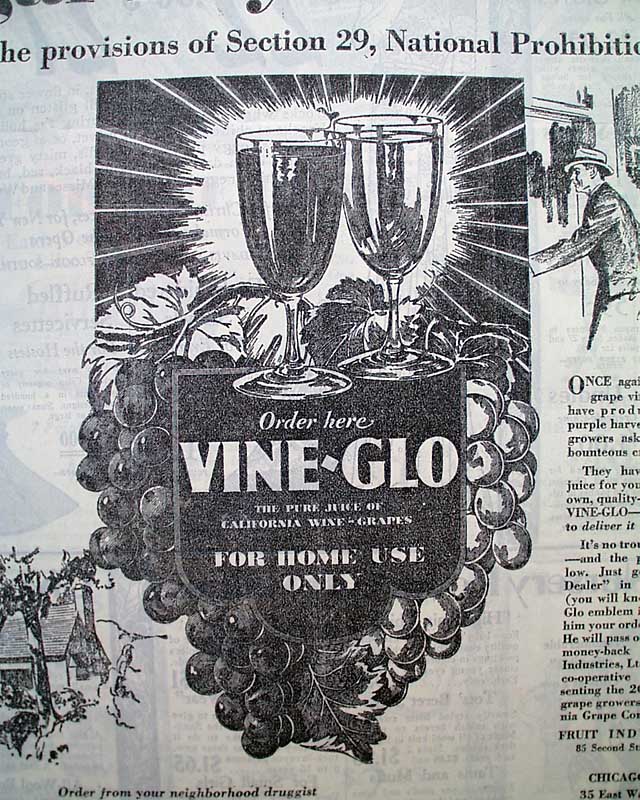 Ad for Wine Bricks... 1928 Chicago gangland war in full swing...