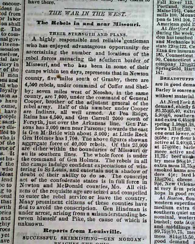 1862 Springfield MA Newspaper....