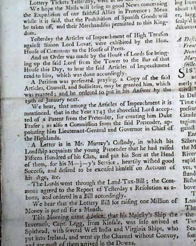 Lord Lovat is charged with High Treason... - RareNewspapers.com