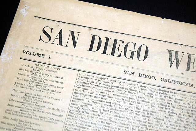 The first issue published, and just the third newspaper in San Diego...