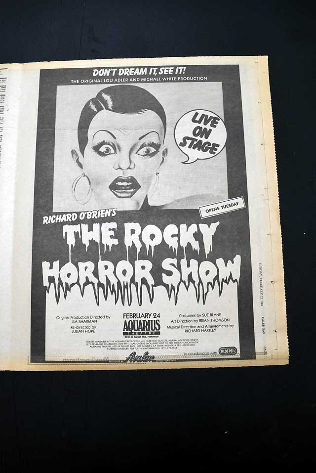 1981 "The Rocky Horror Show" stage advertisement..