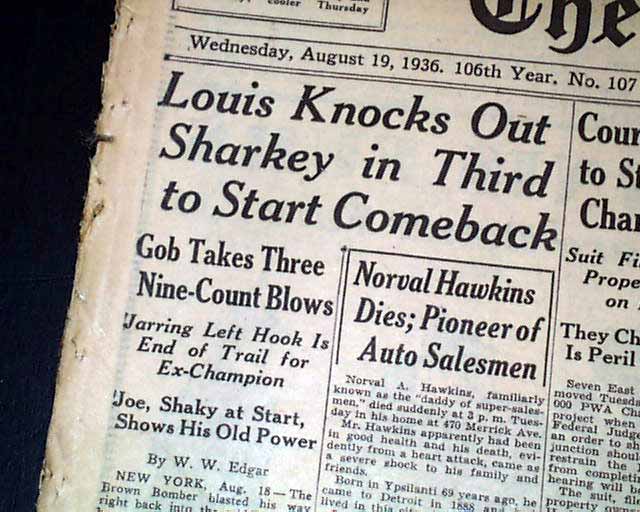 1936 Joe Louis vs. Jack Sharkey...