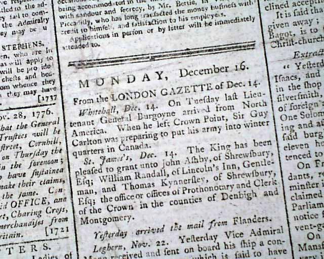 Benedict Arnold and General Carleton at Lake Champlain... Funds for the widows of Lexington & Concord...