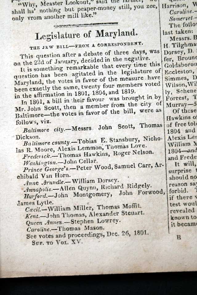 The Jew Bill...   Jefferson, Adams & Madison lend their support...