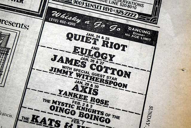 1979 "Quiet Riot" live concerts advertisement...