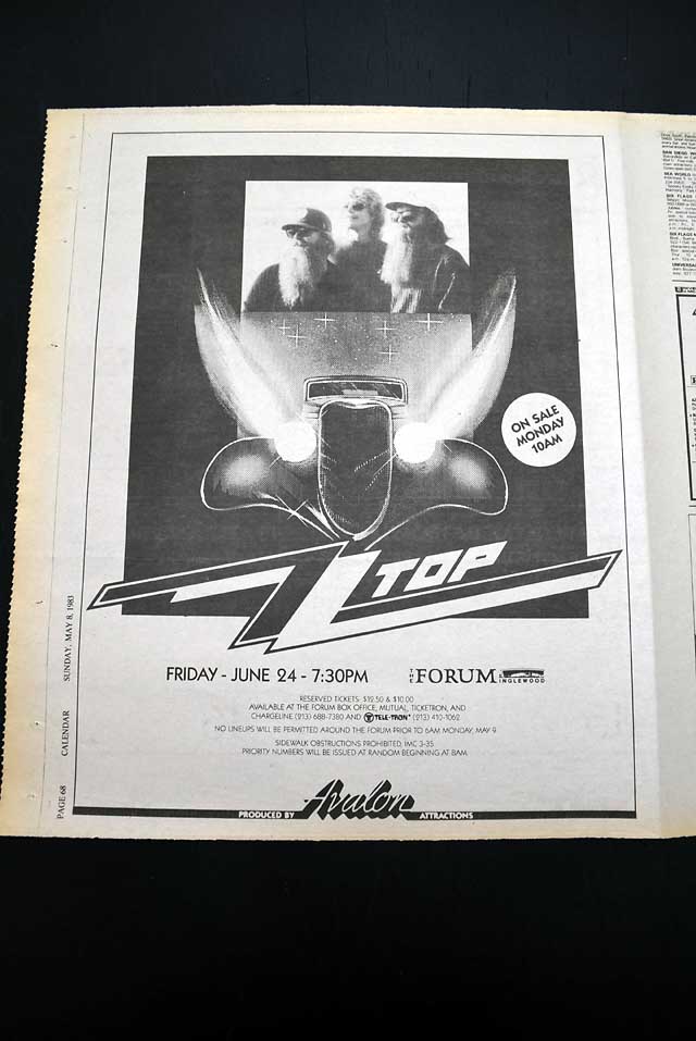 1983 "ZZ Top" concert advertisement...
